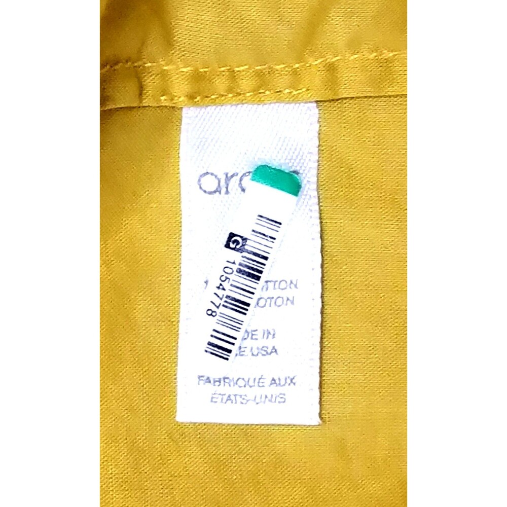 ARAKS Golden Yellow Top Collared Cotton Button Front Necktie Cap Sleeve XL 14 16 - Picture 6 of 7